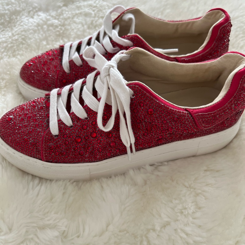 Betsey Johnson Red Glitter Sneakers